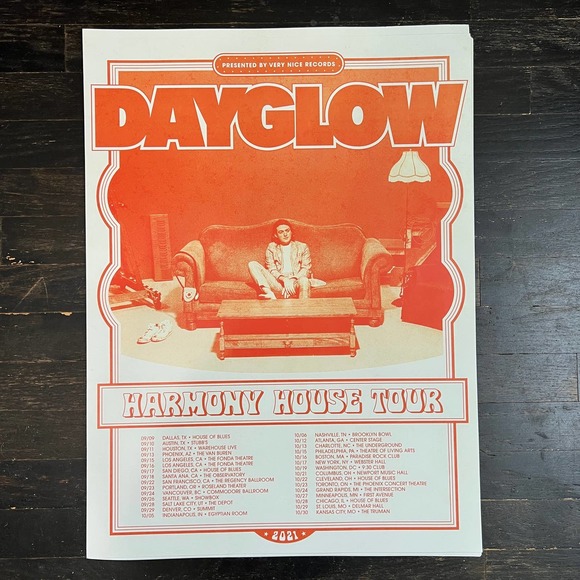DAYGLOW Band -Harmony House Music Tour- Wall Póster-2021- LARGE - Picture 1 of 5